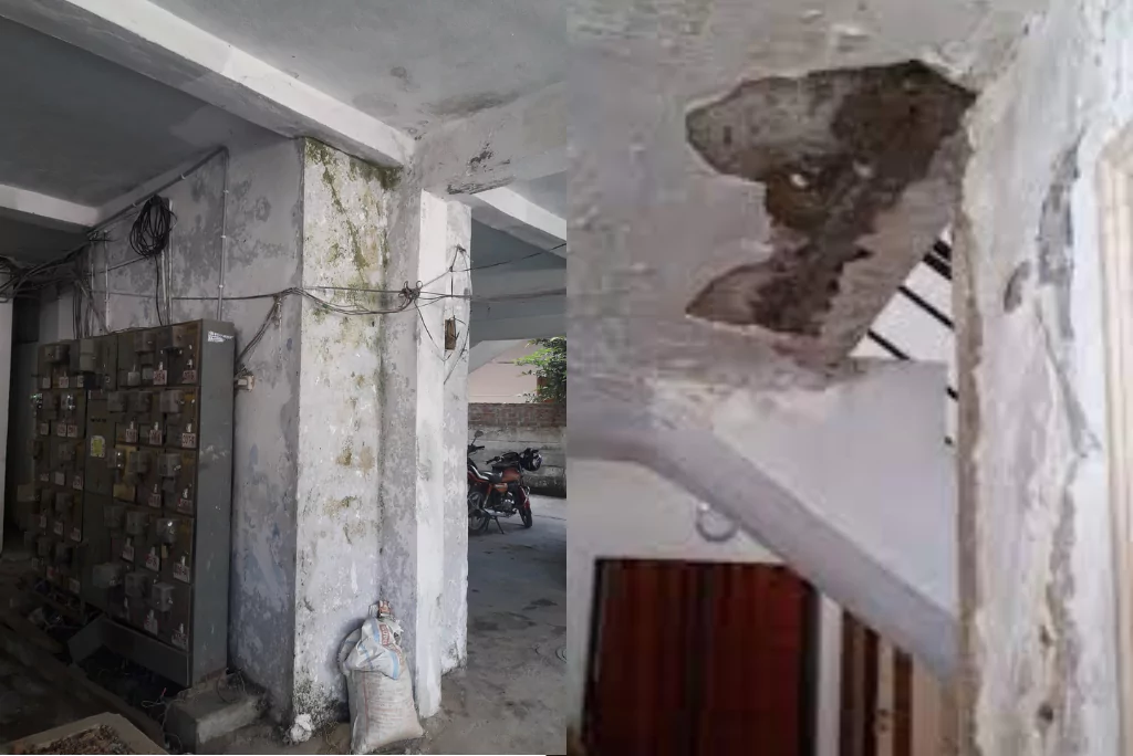 Plaster waterproofing services - pillar beam seepage